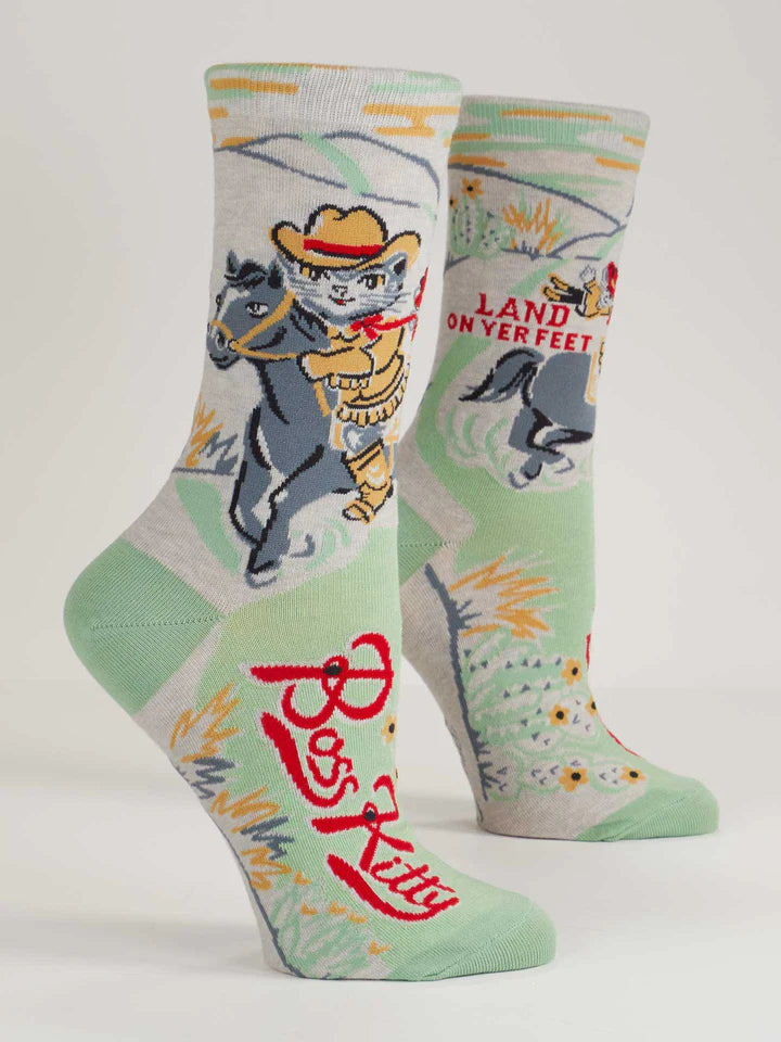 Blue Q Boss Kitty Crew Socks