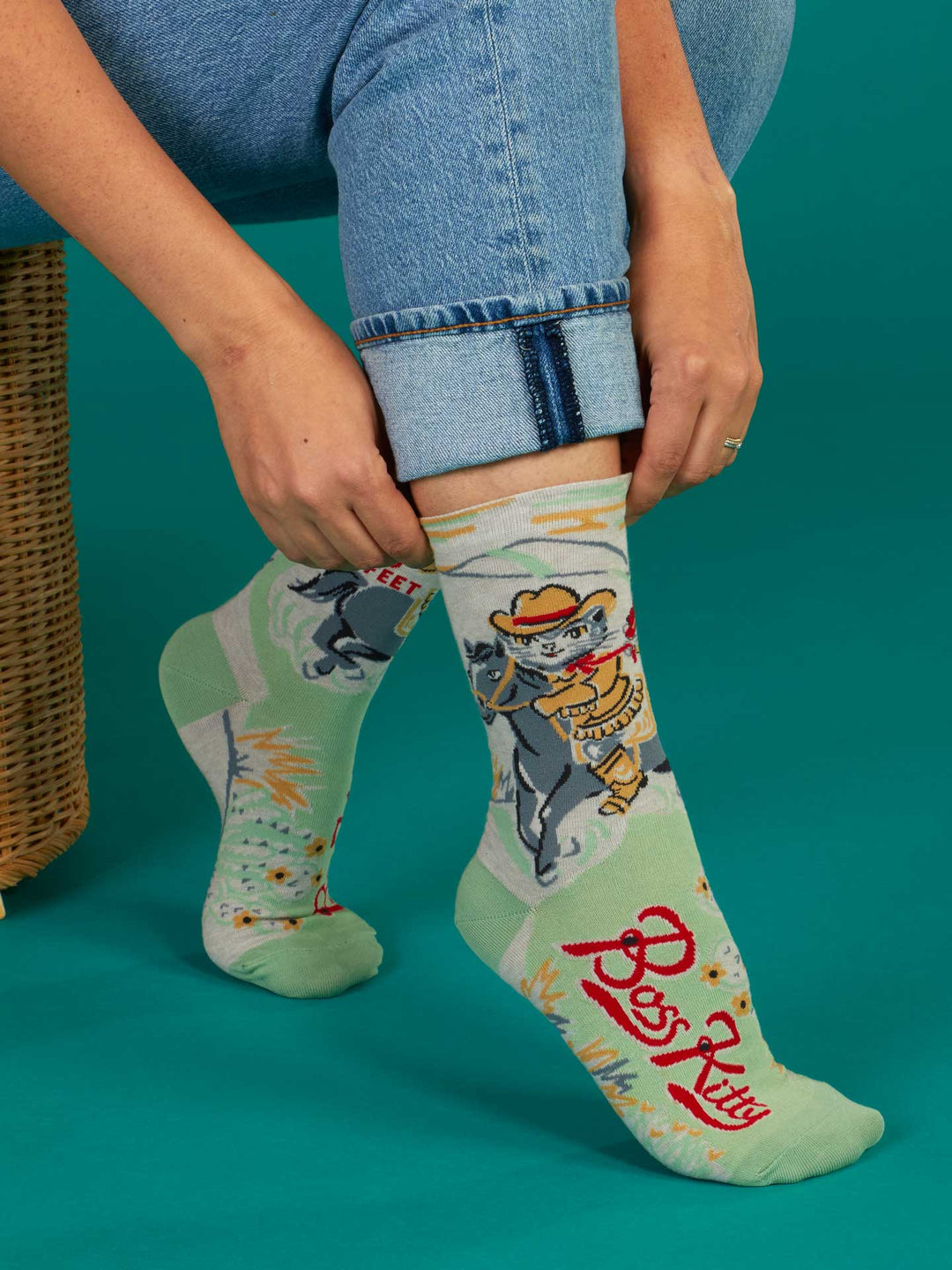 Blue Q Boss Kitty Crew Socks