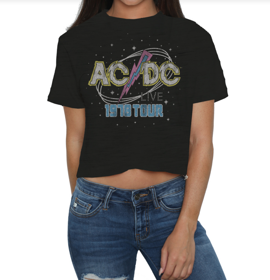 Retro Brand ACDC World Tour Slub Crop für Damen