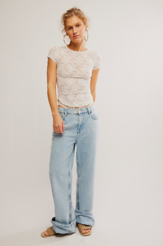 Free People Ready To Go Lace Tee