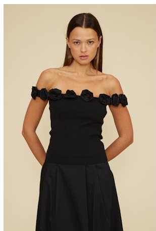 Lucy Paris Kamila Floral Detail Off The Shoulder Top