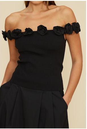 Lucy Paris Kamila Floral Detail Off The Shoulder Top