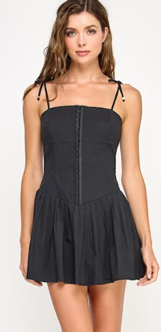 Spring Haze Skater Skirt With Tie Strap Mini Dress