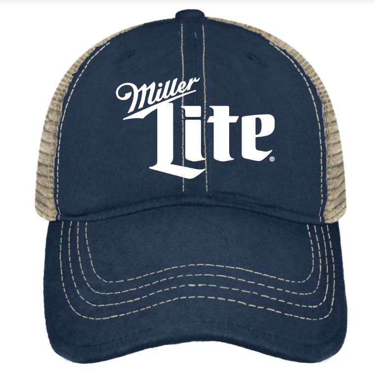 Retro Brand Distressed Vintage Tea Washed Miller Lite Hat