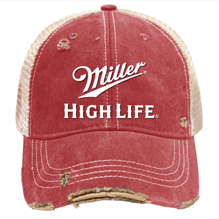 Retro Brand Distressed Vintage Tea Washed Miller High Life Hat