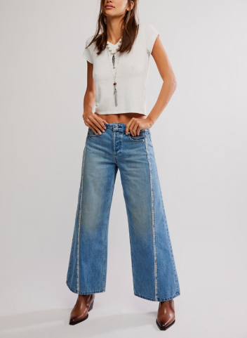 Free People On The Edge Wide Leg Jean
