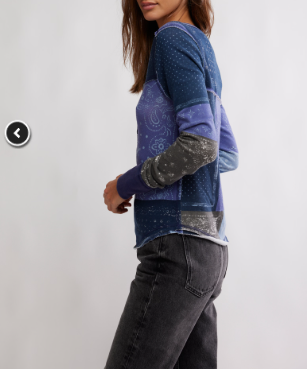 Free People Indie Printed Cuff Henley