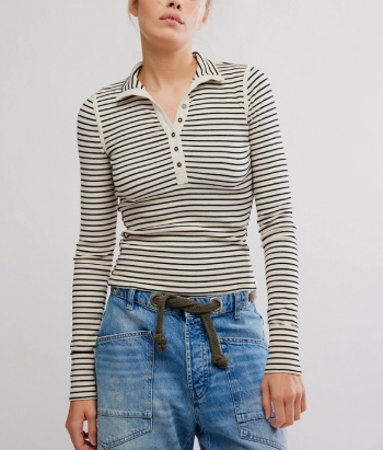 Free People Lake Henley Stripe Tee