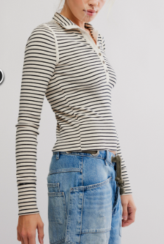 Free People Lake Henley Stripe Tee
