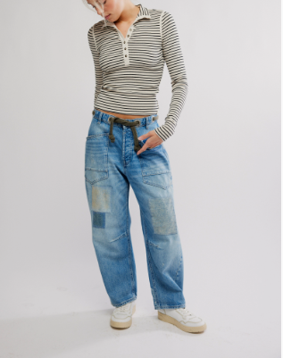 Free People Lake Henley Stripe Tee