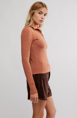 Free People Lake Henley Stripe Tee