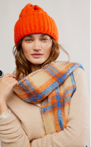 Free People Highland Plaid Skinny Scarf