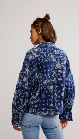 Free People Bandana Jacquard Shirt Jacket