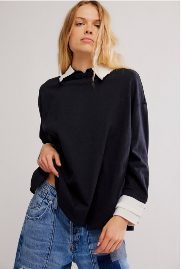 Free people Gianna Twofer Collar Shirt
