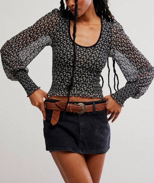 Free People Printed Dottie Knit Top