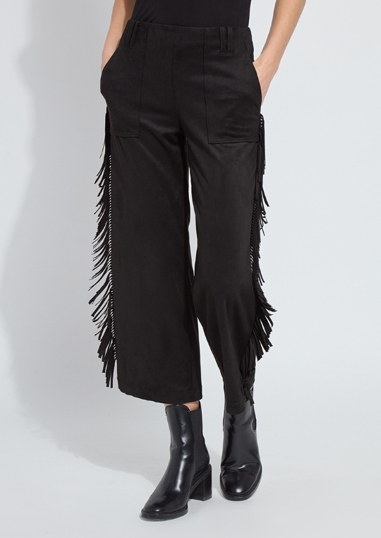Lysse Cooper Fringe Wide Leg Crop Vegan Suede Pant