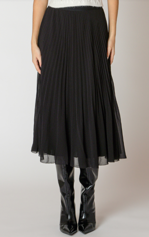 Black Tape Pleated Skirt