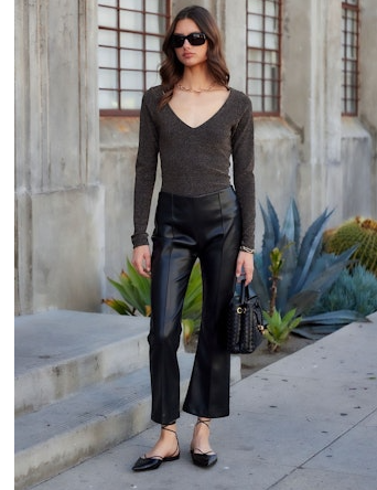 Fifteen Twenty Whitney Metallic V Neck Top