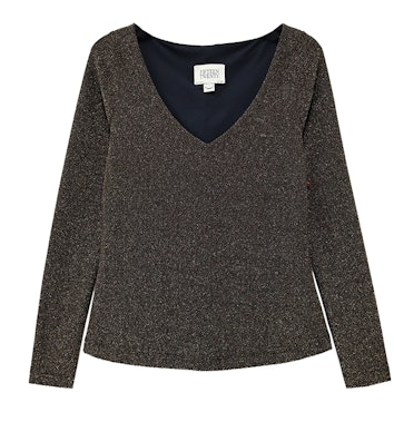 Fifteen Twenty Whitney Metallic V Neck Top