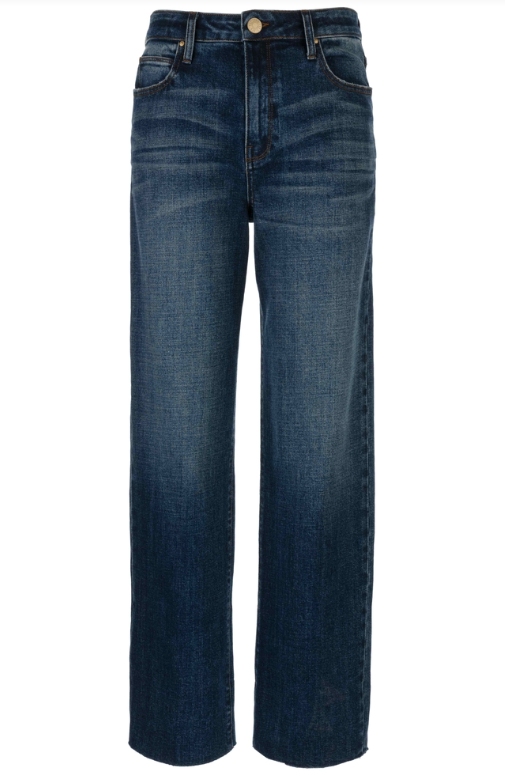 Kut Sienna High Rise Straight Leg 5 Pocket Raw Hem Jean