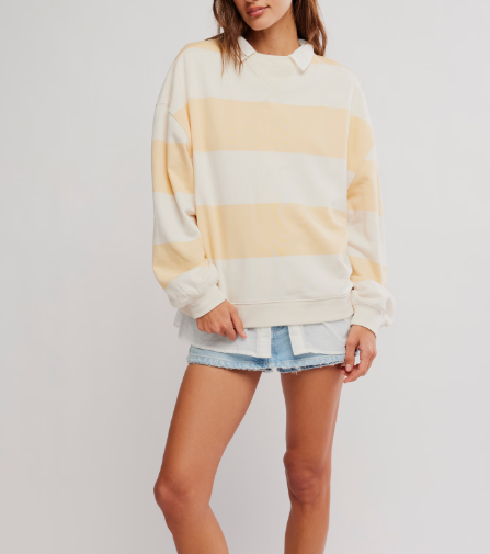 Free People Classic Stripe Wide Crewneck