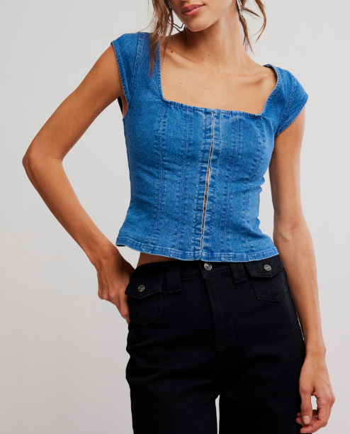Free People Marilyn Denim Corset Top
