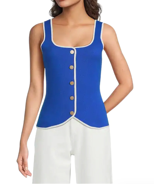 Skies Are Blue Contrast Piping Sweater Vest