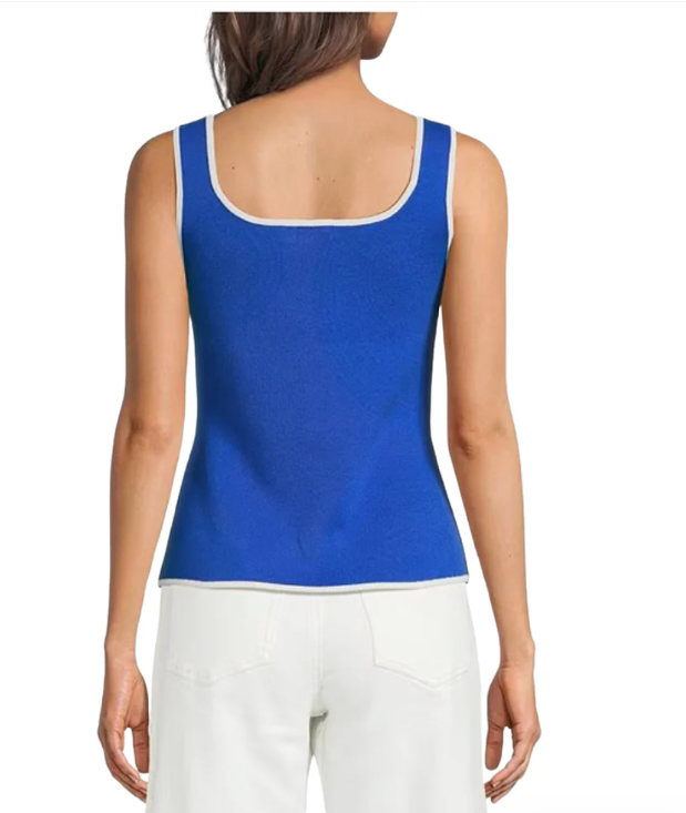 Skies Are Blue Contrast Piping Sweater Vest