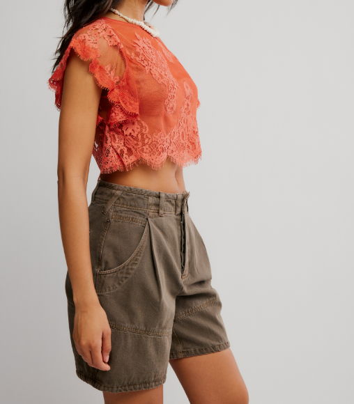 Free People Lunar Ash Lace Top-Sunset