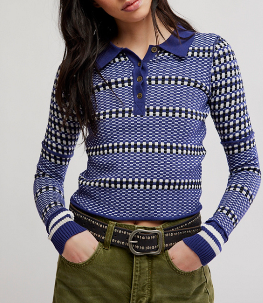 Free People WTF Level Up Polo Sweater