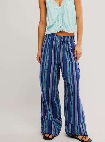 Free People Days End Solar Linen Stripe Pant