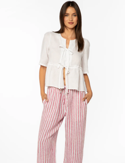 Velvet Heart Bevie Linen Tie Front Top