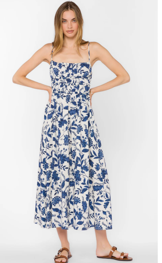 Velvet Heart Tanella Blue Floral Midi Dress
