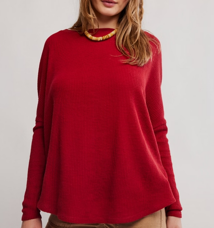 Free People Latte Blues Thermal Solid Tee
