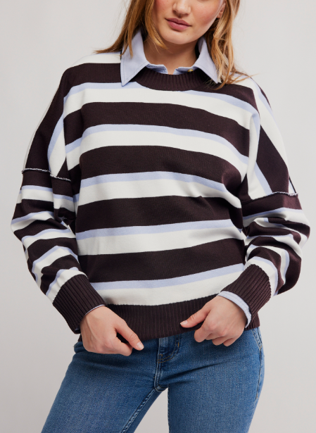 Free People Striped Alma Pullover