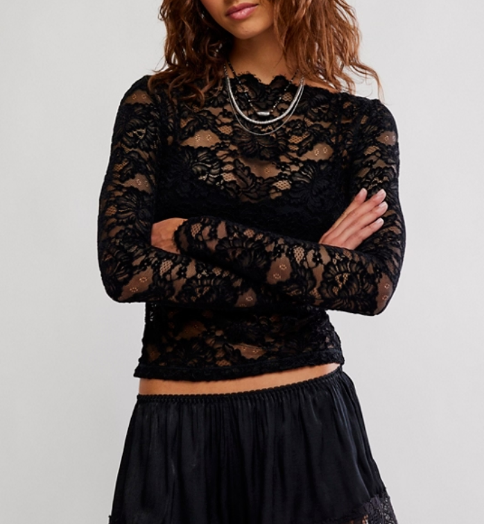 Free People Raising Eyebrows Lace Top