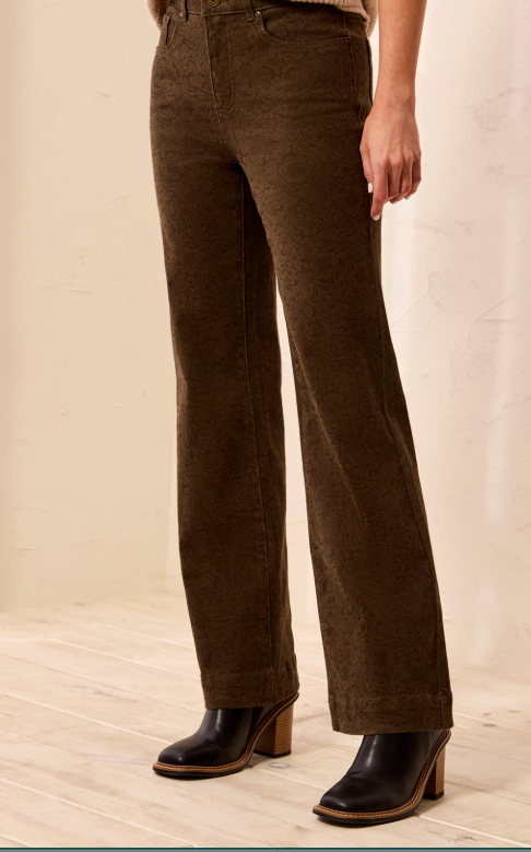 Tribal Front Fly 5 Pocket Embossed Fabric Pant