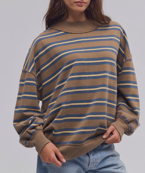 Free People Striped Palm Springs Sweatshirt