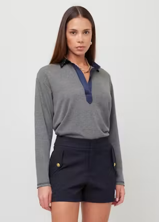 Fifteen Twenty Kendal Sequin Collar Top
