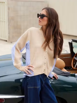 Fifteen Twenty Celine Mixed Media Cardigan