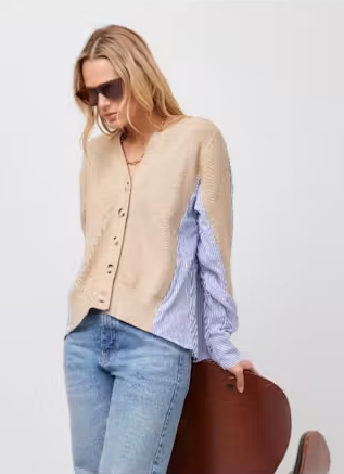 Fifteen Twenty Celine Mixed Media Cardigan
