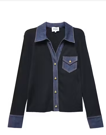 Fifteen Twenty Denim Sweater Button Up Top