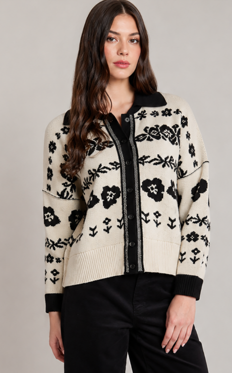 Dex Flower Jacquard Cardigan