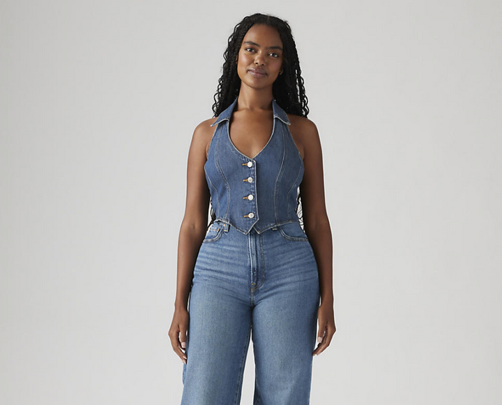 Levis Bria Denim Corset Halter Top