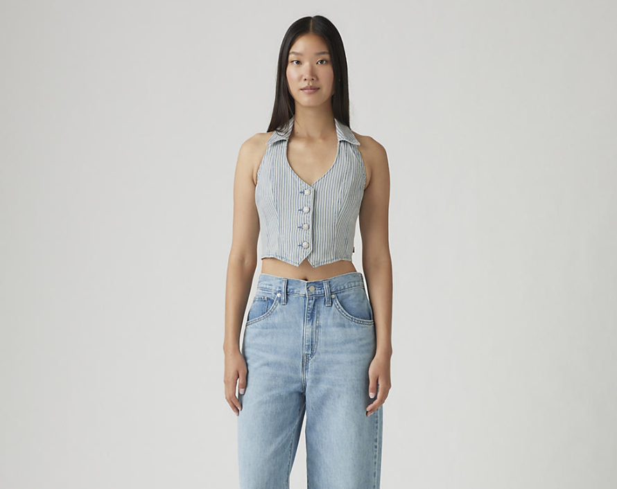 Levis Bria Denim Corset Halter Top