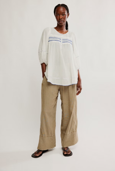 Free People Days End Linen Pull On Pant