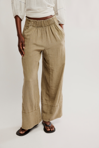 Free People Days End Linen Pull On Pant