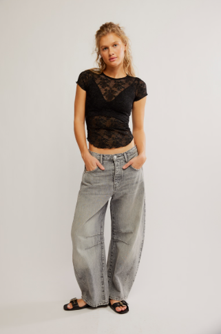 Free People Ready To Go Lace Tee