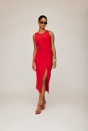 Fifteen Twenty Maddie Side Knot Midi Dress