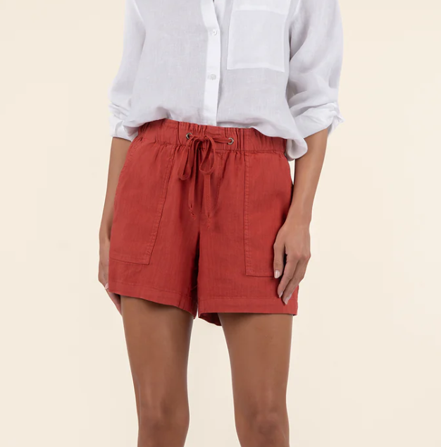 Kut Katana High Rise Short with Drawstring and Porkchop Pockets